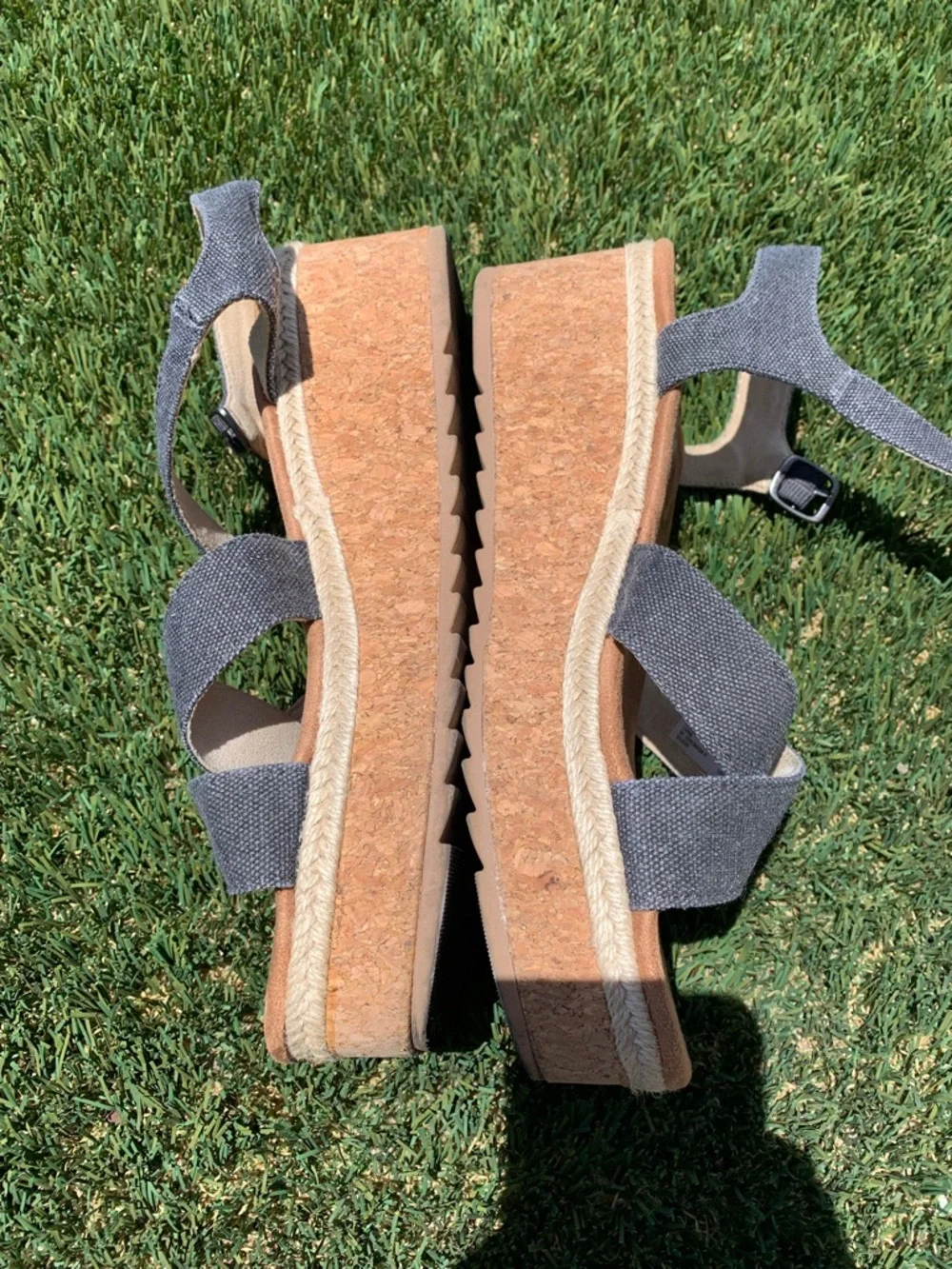 TOMS Women's Gray Crisscross Canvas Sandals